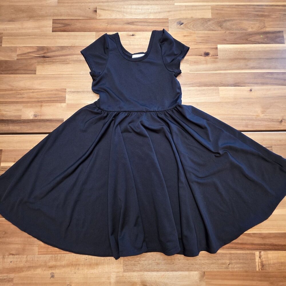 LuLaRoe Girls Size 7 Black Twirl Dress Limited Edition Short Sleeve